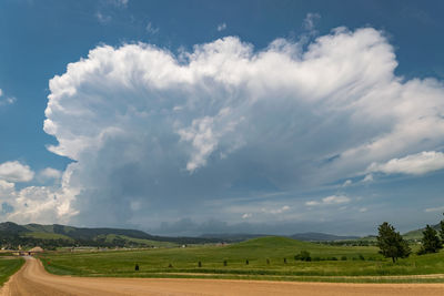 Isolated developing thunderstorm over the black hills in south dakota