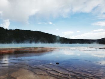 The hot grand prismatic springs and colorful ponds as a result of eruption and earth reaction are a 