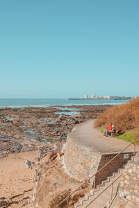Scenic view of sea against clear sky