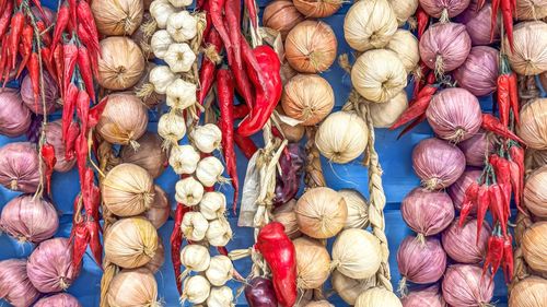 Full frame shot of walnuts for sale at market