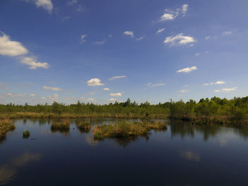 Scenic view of lake against sky