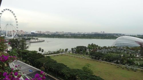 View of river with buildings in background