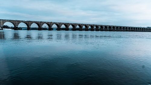 Bridge over river against sky