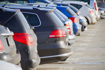 View of cars in parking lot