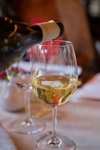 Close-up of wineglass on table