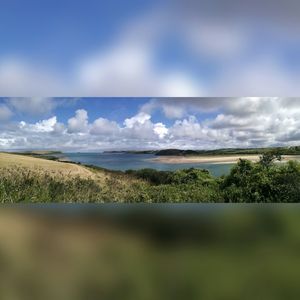 Scenic view of land against sky