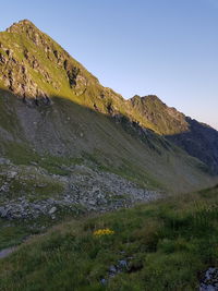 Scenic view of mountains against clear sky