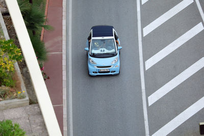 High angle view of cars on road