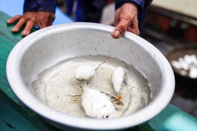 Close-up of person preparing food