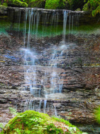 Scenic view of waterfall in forest