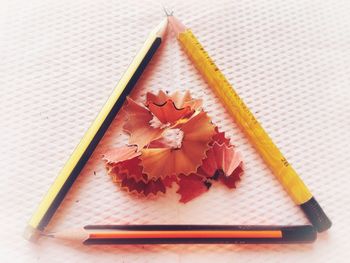 High angle view of pencil on table