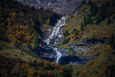 Scenic view of waterfall