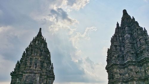 Low angle view of temple building against sky