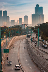 High angle view of city street