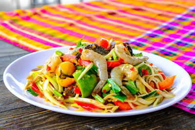 Close-up of meal served in plate