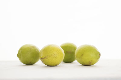 Close-up of apples on white background