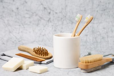 Close-up of tea cup on table