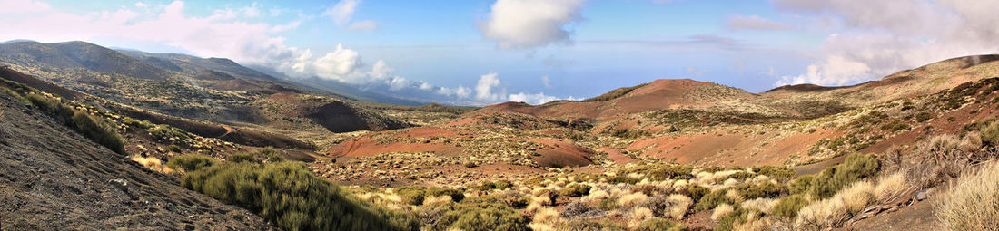 Panoramic view of mountains against sky