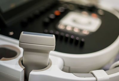 Close-up of ultrasound machine in hospital