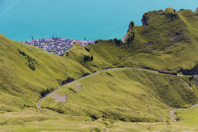 High angle view of landscape against sky