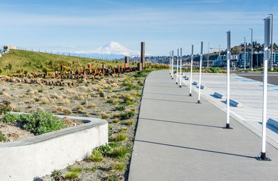 Metal artwork at dune peninsula park in ruston, washington.