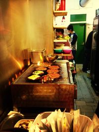 Close-up of meat in kitchen