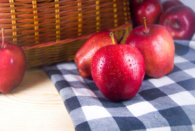 Close-up of apples in basket