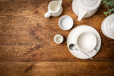 High angle view of coffee on table