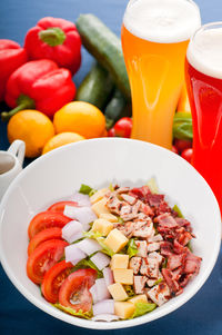 High angle view of salad in plate