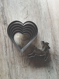 Directly above view of pastry cutters on table