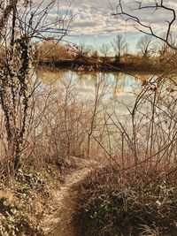 Scenic view of lake against sky