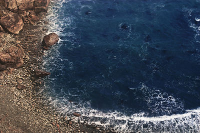 High angle view of sea waves