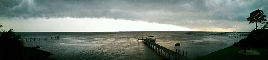 Scenic view of sea against cloudy sky