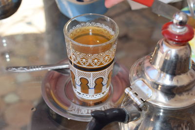 Close-up of tea served on table