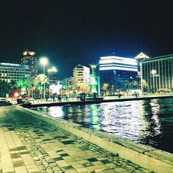 View of illuminated city at night