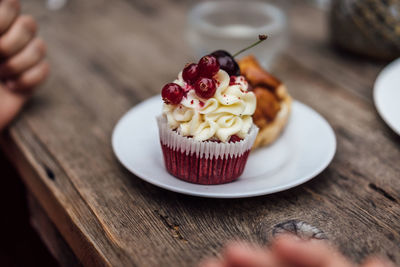 Close-up of cupcakes on table