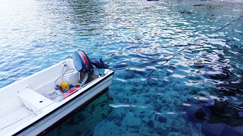 High angle view of boat in sea