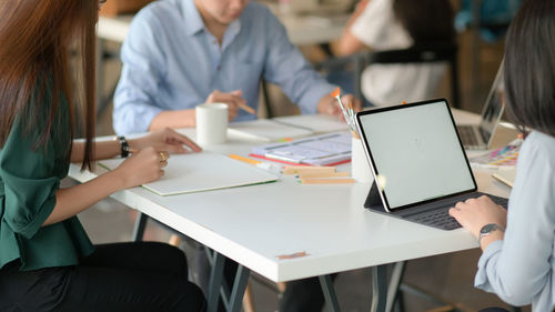 People sitting on table