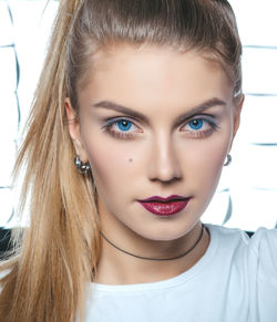 Close-up portrait of a beautiful young woman