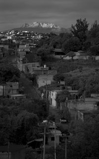 High angle view of townscape against sky