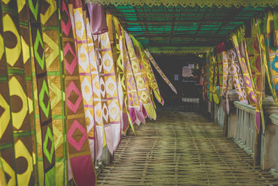 Close-up of colorful curtains