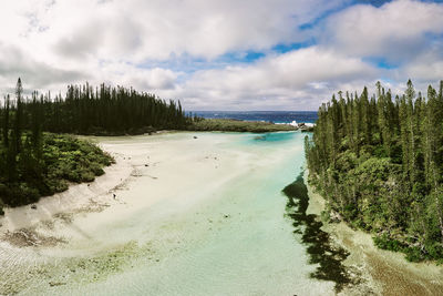 Scenic view of beach against sky