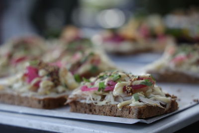 Close-up of served food in plate