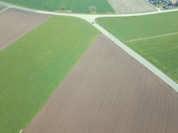 High angle view of soccer field