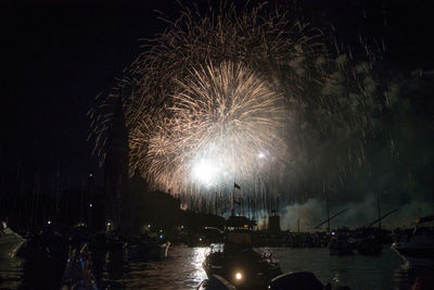 Firework display at night