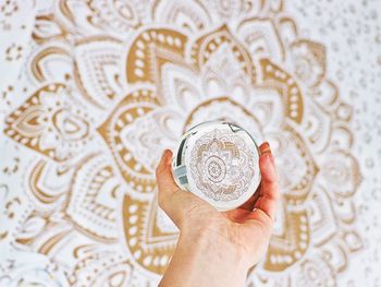 Crystal ball mandala white gold with hand