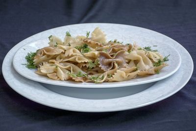 High angle view of meal served in plate