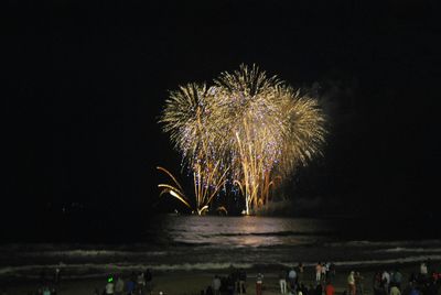 Firework display at night