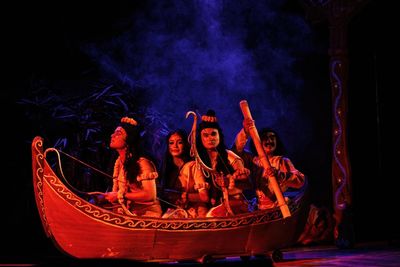 High angle view of people in sea