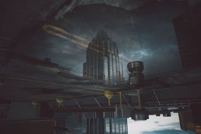 Low angle view of building against sky at night